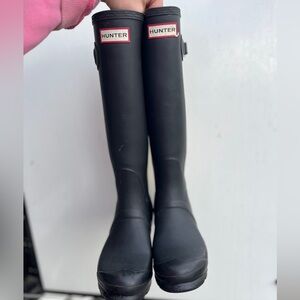 Hunter Rainboots Classic Black Cream Stripe